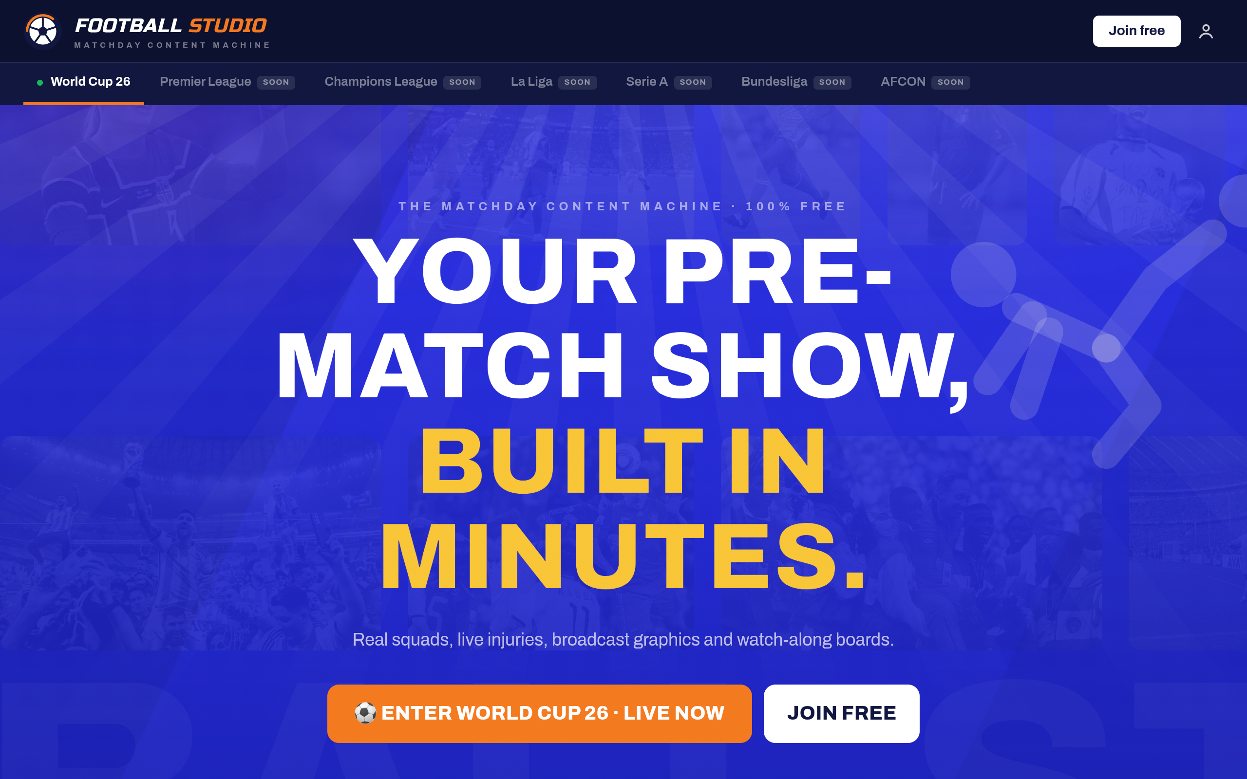Football Studio landing page