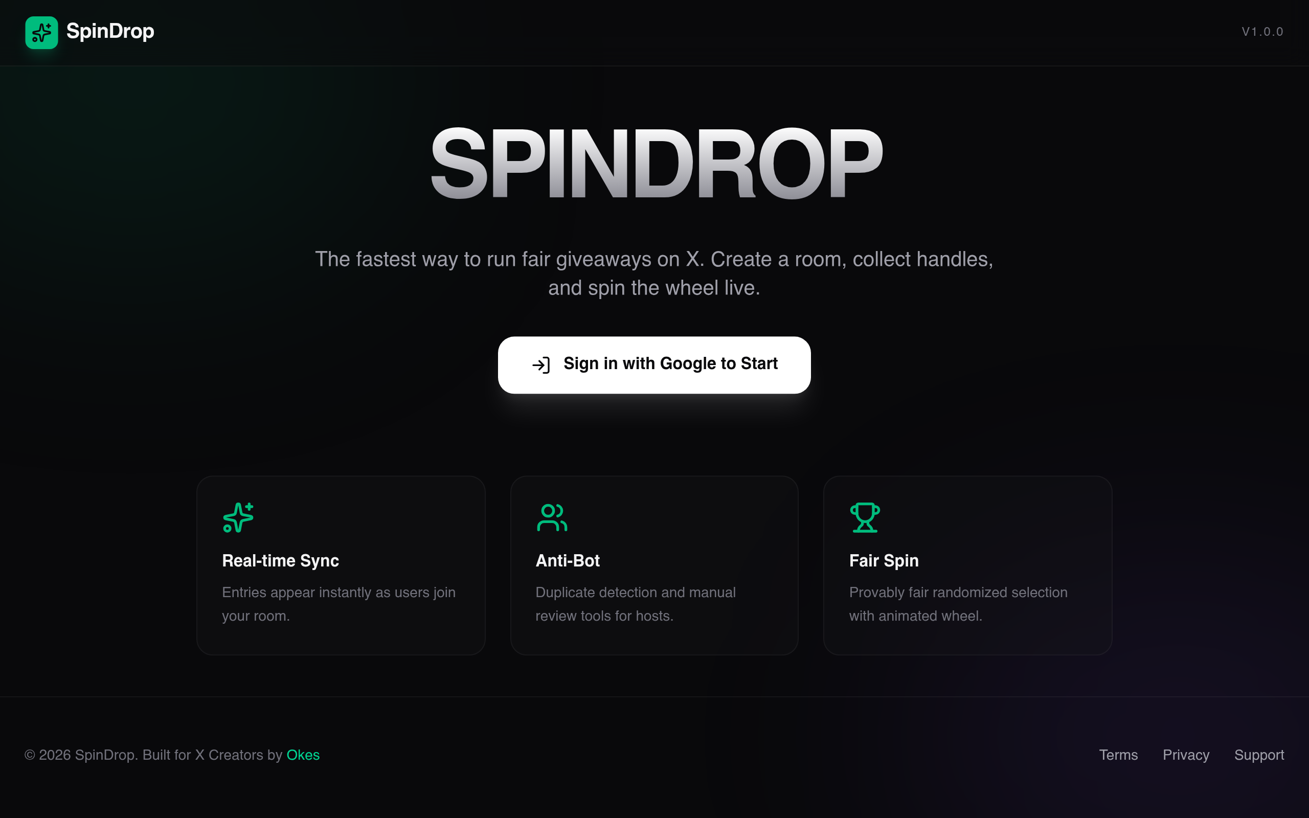 SpinDrop landing page